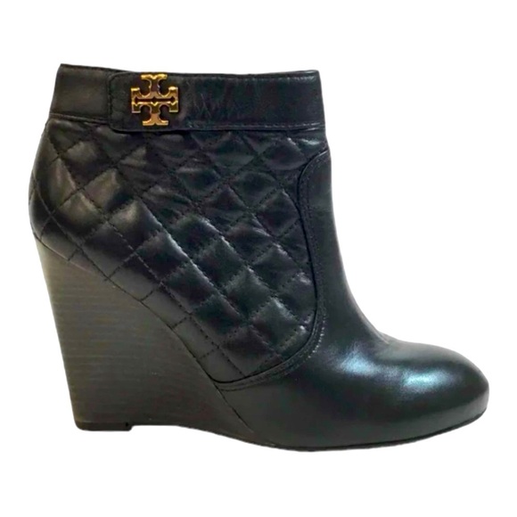 Tory Burch Quilted Wedge Bootie Black size 8 M - Picture 5 of 13